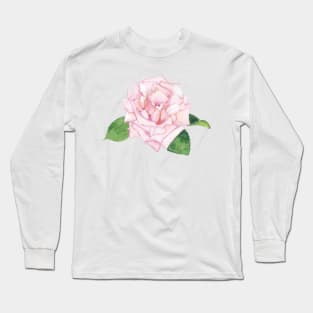 Pink Rose, floral watercolor painting Long Sleeve T-Shirt